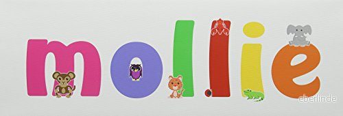 Feel Good Art Galleri inslagen barnkammare låda kanvas med solid frontpanel rektangel design söta illustrationer och personlig flickans namn (15 x 42 4 cm, liten, Mollie) 5056094933576