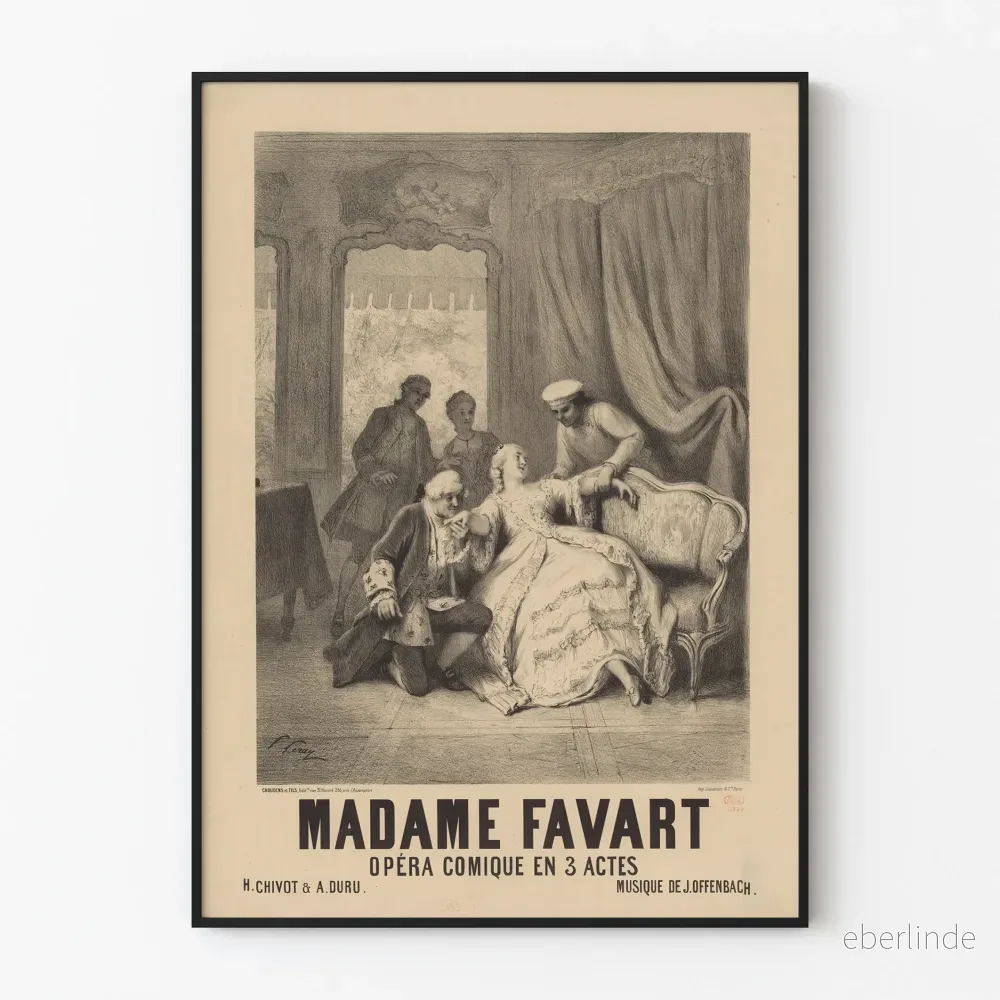 Gammal poster Madame Favart - Komisk opera i 3 akter