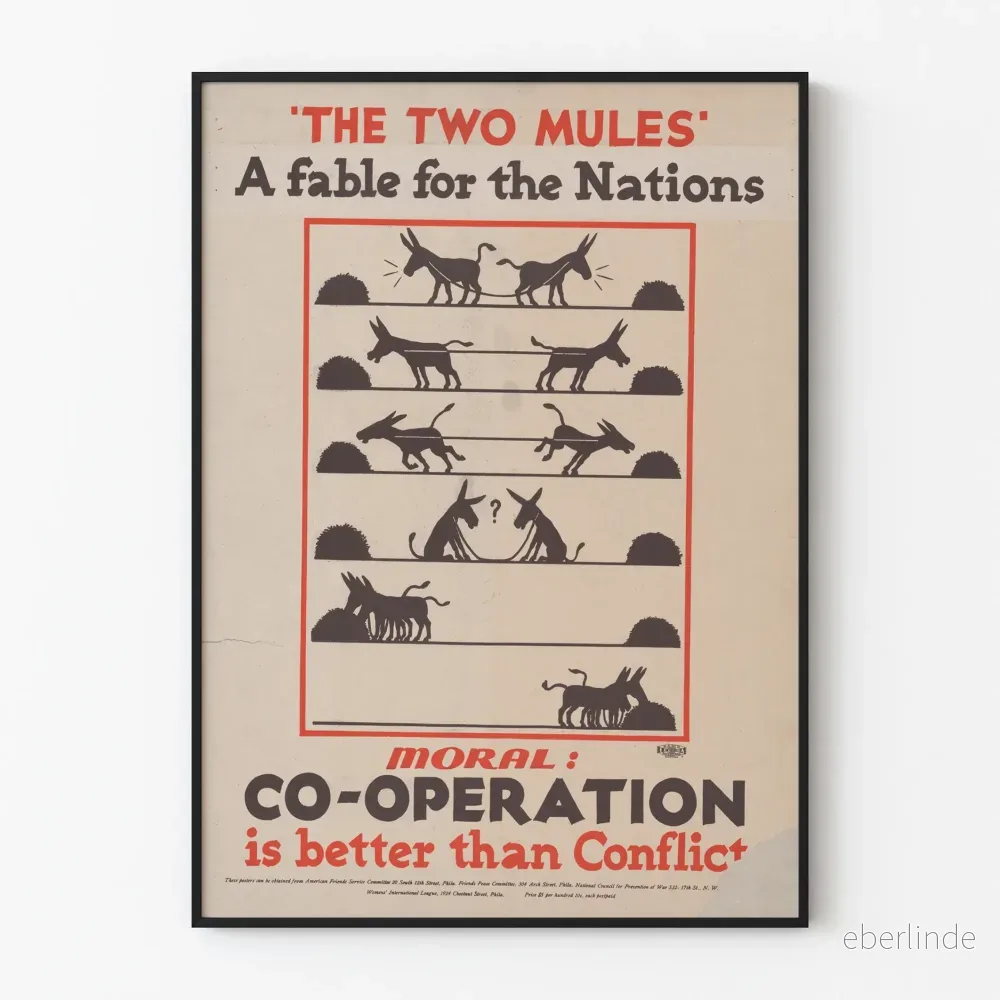 Väggposter 'The Two Mules' - La Fable de la Coopération