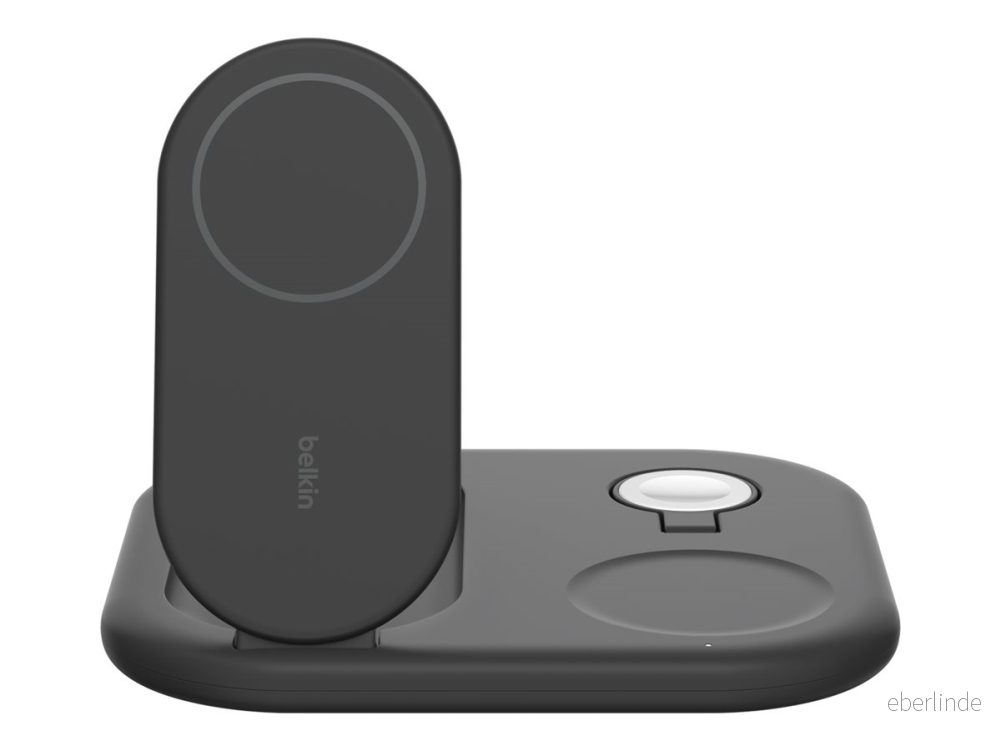 Belkin BoostCharge 3 i 1 magnetisk hopfällbar Qi2 laddare 15 W MagSafe kompatibel laddare, för Apple iPhone 16, 15, 14, 13, 12, Watch, AirPods, strömförsörjning medföljer Svart 745883890019