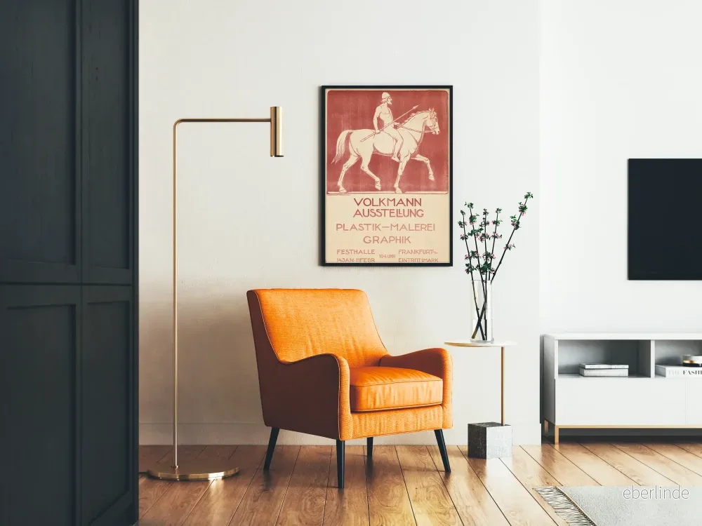 Vintageposter för konstutställning Volkmann - Hästtema väggdekoration - Bild 2