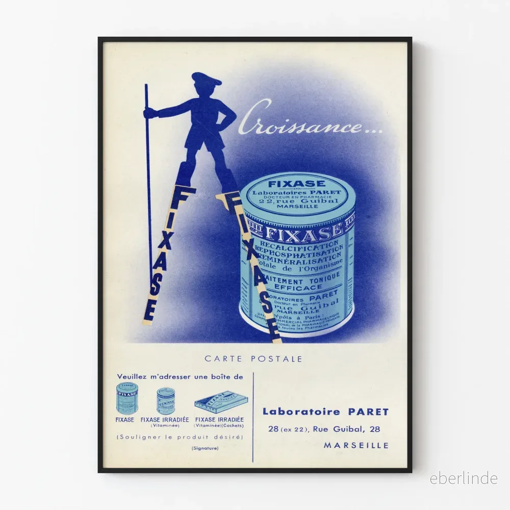 Vintage reklamposter för Fixase Laboratoire Paret Marseille