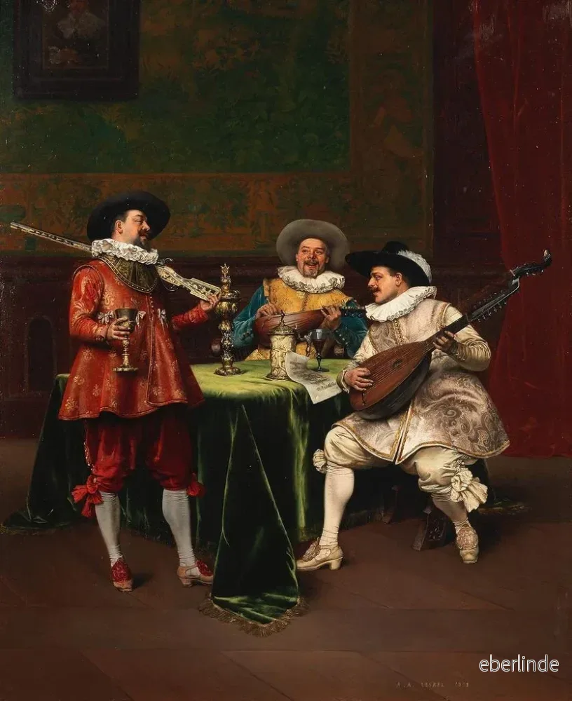 Målning Le récital - Adolphe Alexandre Lesrel - Bild 2