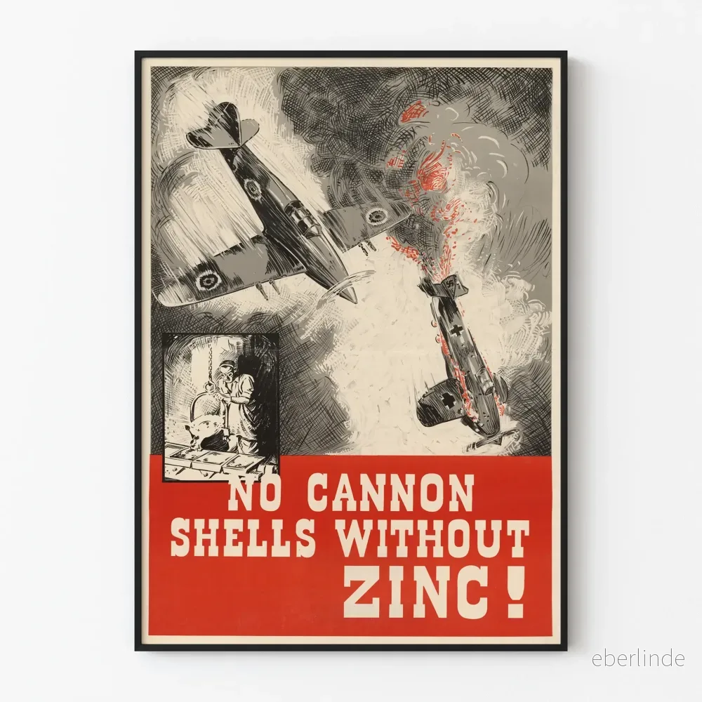 Vintage flygplansposter - Ingen kanonkulor utan zink