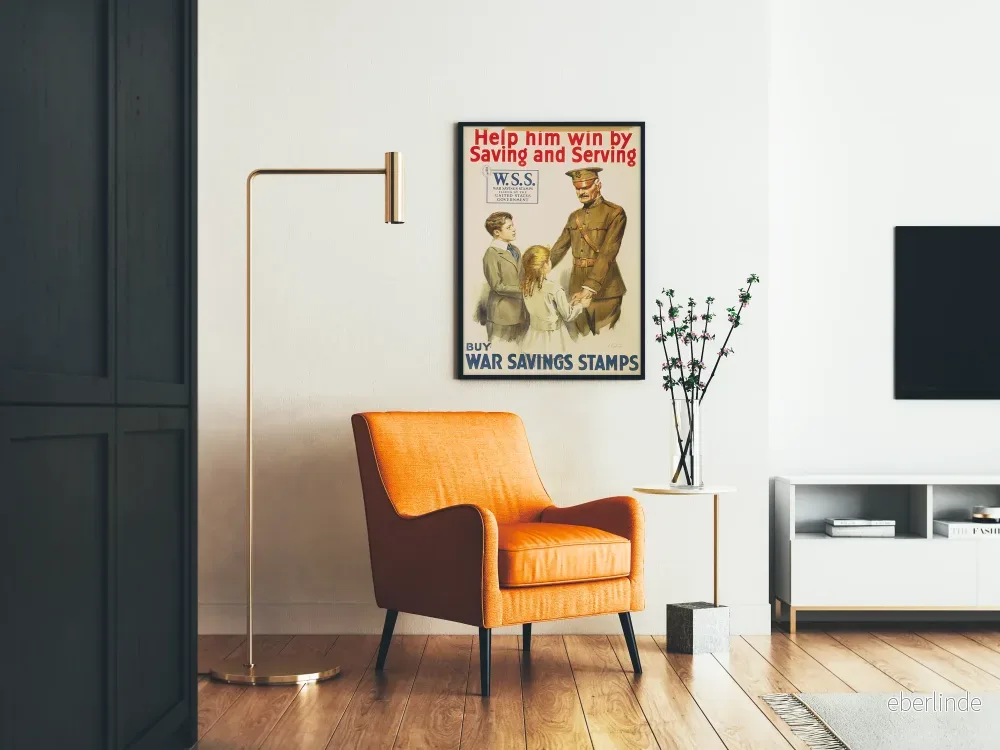 Vintageposter för krigsbesparingsmärken - Hjälp och stöd till soldaten - Bild 2