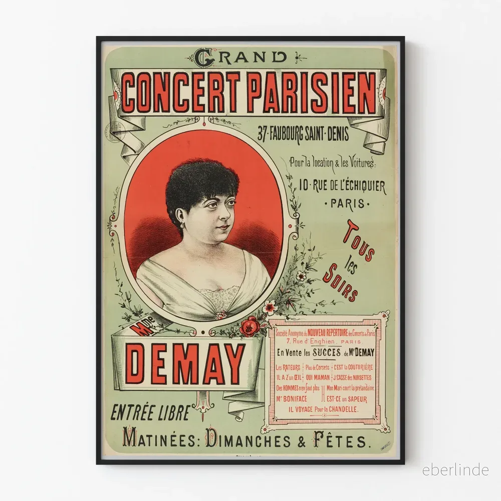 Vintageposter av Grand Concert Parisien 37 Faubourg Saint-Denis
