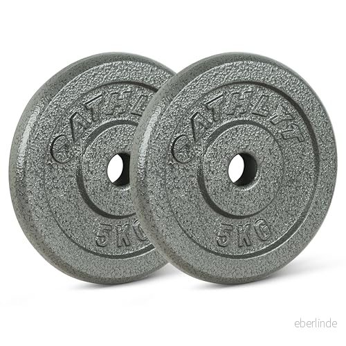 Athlyt 1 tums viktplattor i gjutjärn, 2 x 5 kg, svart 5060753998615
