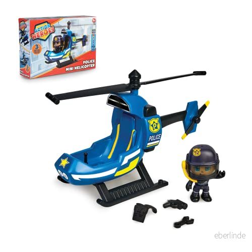 Action Heroes polisminihelikopter fordons och figurset, fantastisk present till barn från 4 år 8410779107084