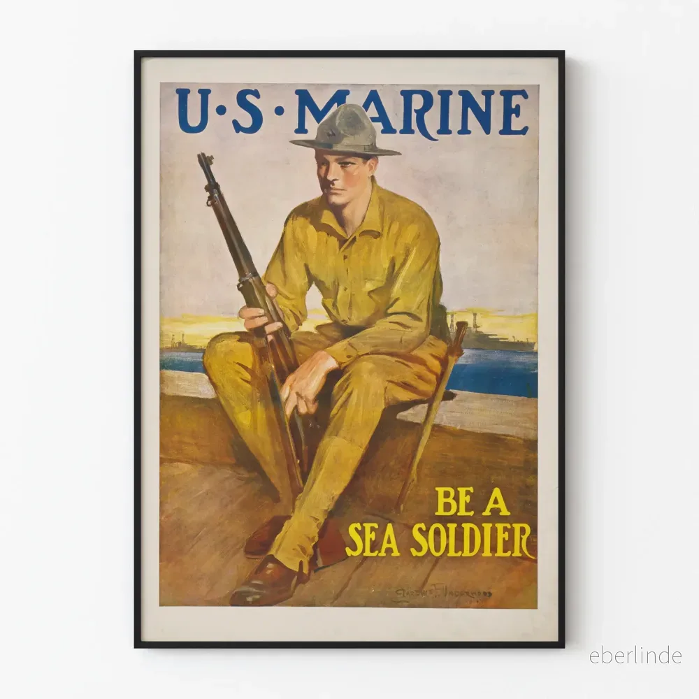 Vintageposter U.S. Marine Bli en havsoldat – Militär väggdekoration Vintageposter U.S. Marine Bli en havsoldat – Militär väggdekoration