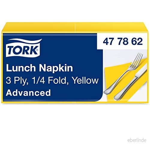Tork 47000 mjuka lunchservetter 3 lager, absorberande pappersservetter krämfärg/mångsidig/avancerad kvalitet/10 x 150 (1500) servetter/32,6 33 cm (B L) / 1/4 tum, GUL, 1500 7322540773941