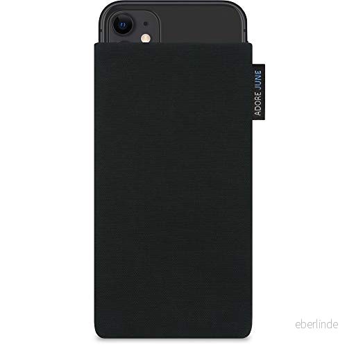 Adore June Classic svart väska kompatibel med iPhone 11 mobilväska av resistent Cordura tyg display rengöringseffekt, tillverkad i Europa 4260477567451