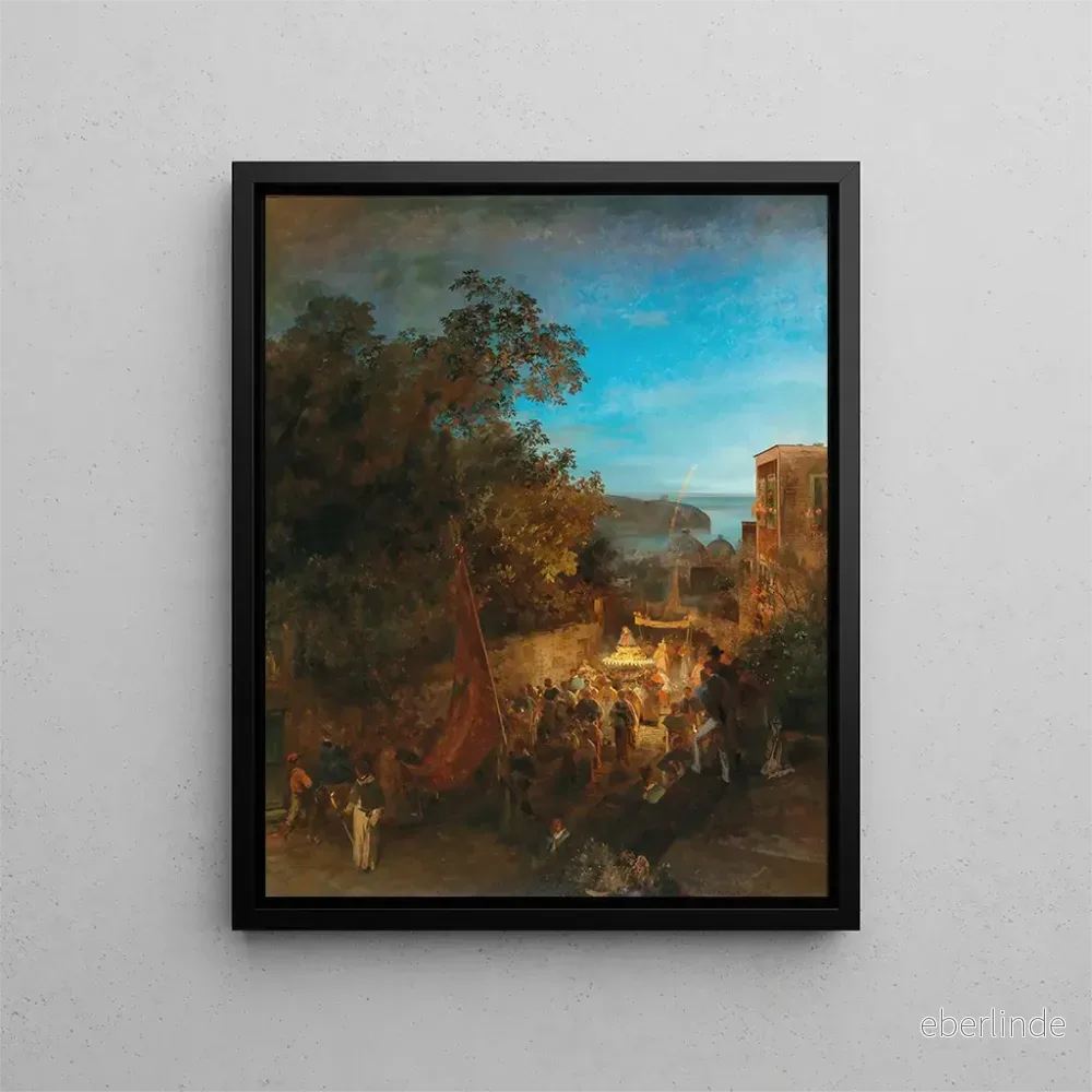 Målning Fête de saint Anne à Ischia, Casamicciola – Oswald Achenbach | Konsttryck