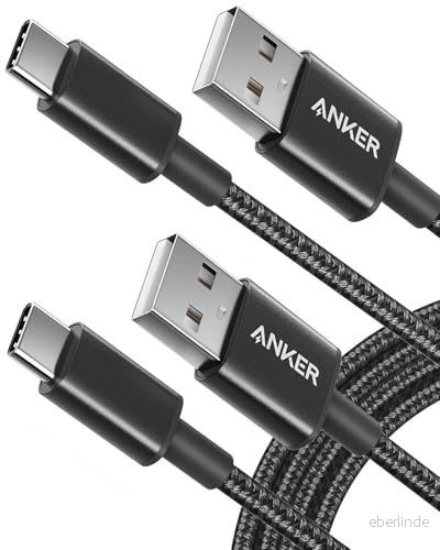 Anker AK B8173011 Nylon USB typ C kabel Snabbladdning och Synkronisering av Data, Svart, 6ft 848061055658