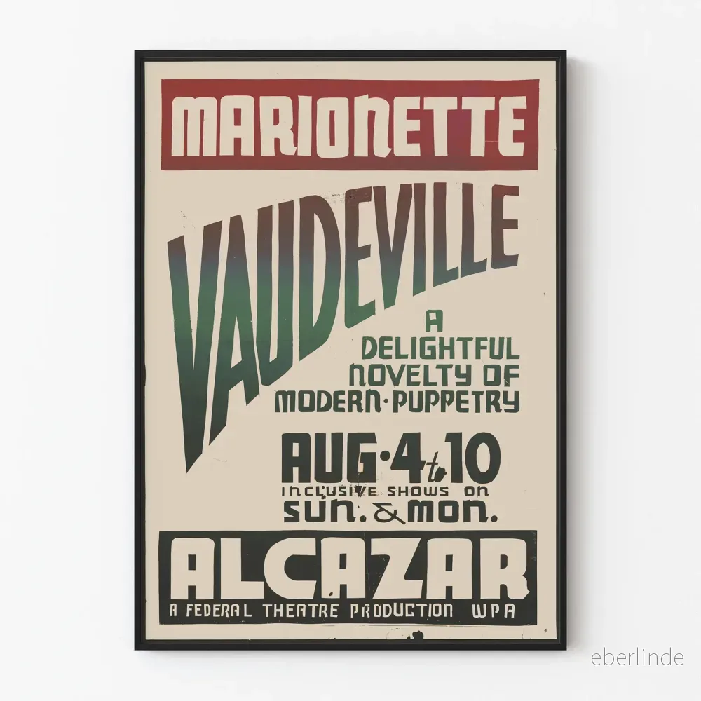 Vintageaffisch Marionette Vaudeville - Väggdekoration teater