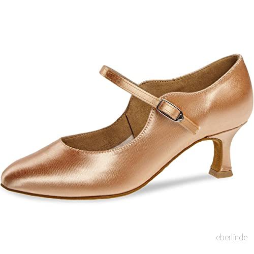 Diamant damdansskor 186 277 094 satin beige normal 5 cm flare tillverkade i Tyskland, Beige, 40 2/3 EU 4048854577381