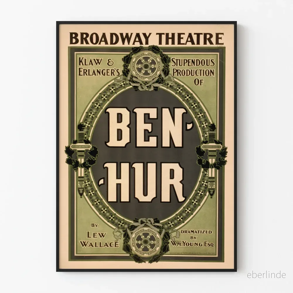 Vintageposter Ben-Hur av Lew Wallace för Broadway Theatre