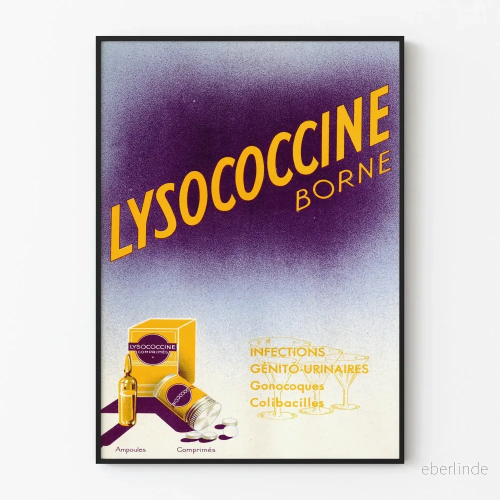 Vintageposter Lysococcine Borne för medicinsk väggdekoration