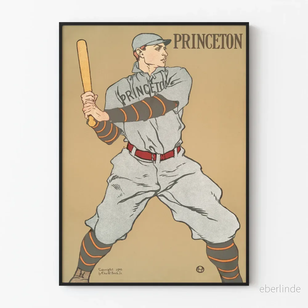 Vintageposter av baseballspelare Princeton
