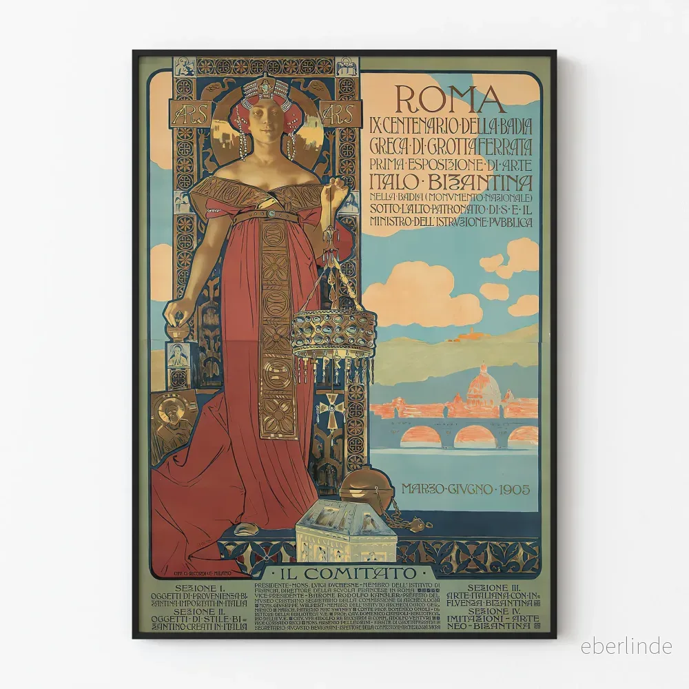 Roma-affisch Italo-byzantinsk konstutställning 1905 dekorativ