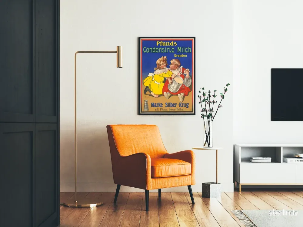 Vintageposter med koncentrerad mjölk Pfunds med barn - Bild 2
