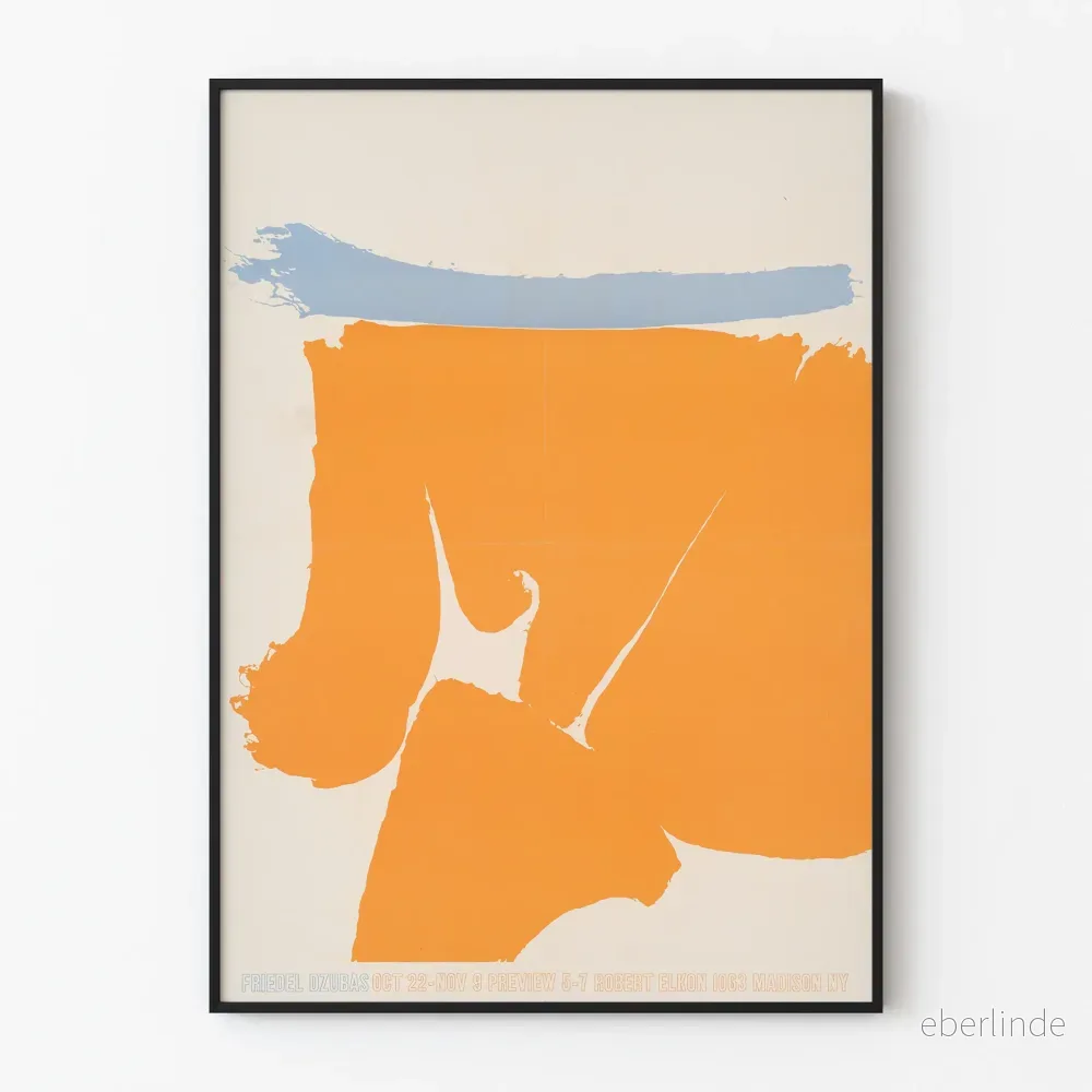 Abstrakt orange och blå poster Friedel Dzubas