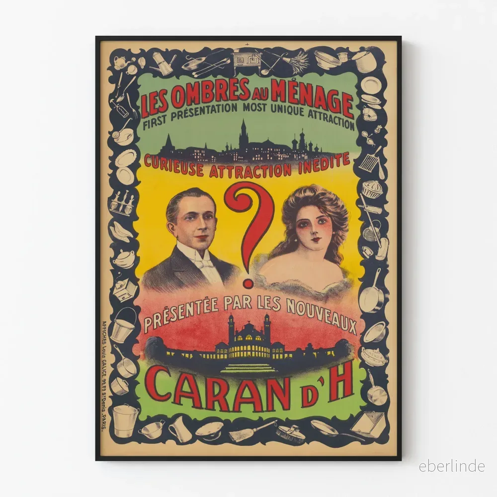 Vintage poster för väggdekoration "Les Ombres au Ménage" av Caran d'H
