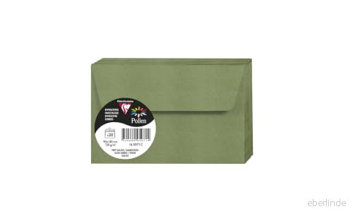 Clairefontaine 5071C ett paket med 20 självhäftande kuvert storlek 9 x 14 cm 120 g/m² salviagrön färg inbjudningar och korrespondens pollensortiment premiumpapper slät 3329680050714