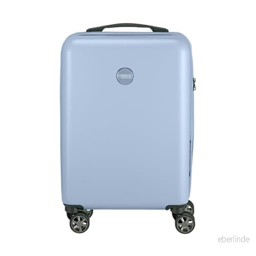 Princess Traveller PT01 Deluxe tillverkad av återvunna material 7 färger och 3 storlekar 4 dubbla svänghjul försänkt TSA lås, Poolhouse Blue, Händgepack, Trolley med hårda hjul 8718448071415