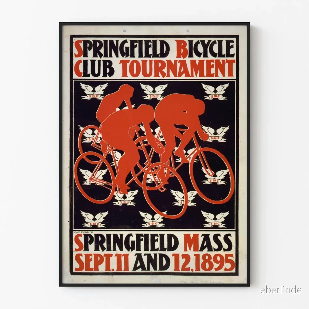 Vintageposter för Springfield Bicycle Club:s cykeltävling 1895