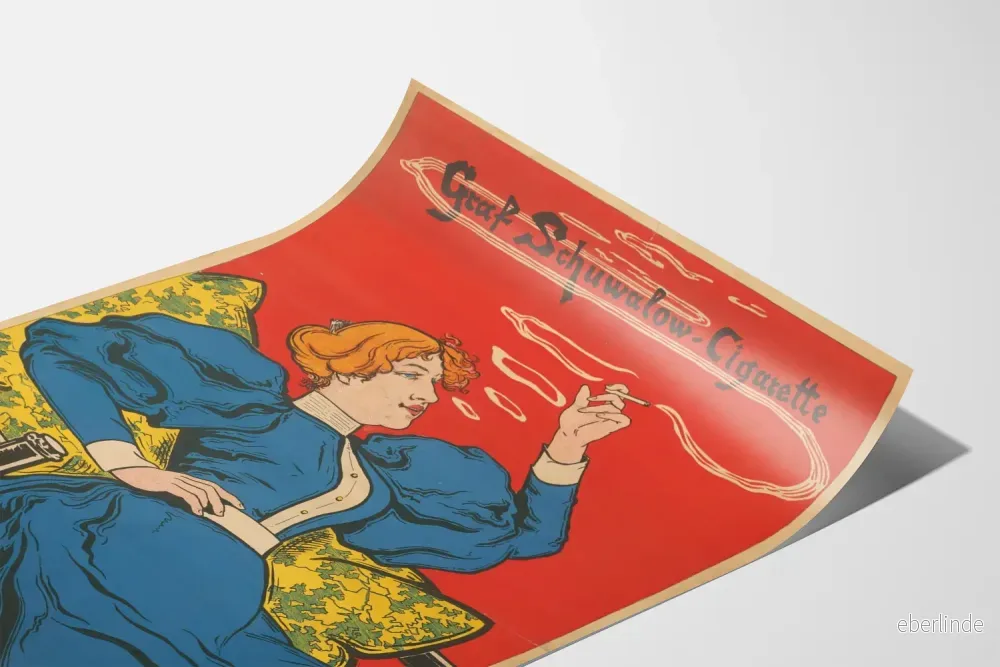 Vintageposter Graf Schuwalow Cigarette elegant kvinna - Bild 3