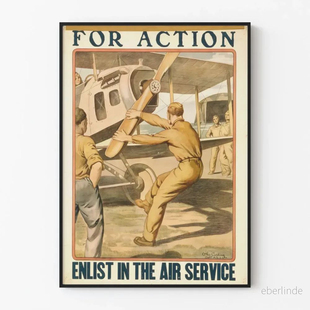 Vintageaffisch för rekrytering av flygtjänst - Flygdekoration för väggar
