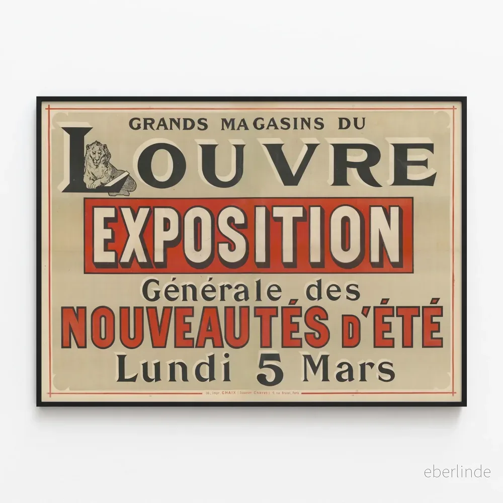Vintageposter för Grand magasins du Louvre sommarutställning med nyheter Vintageposter för Grand magasins du Louvre sommarutställning med nyheter