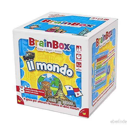 Asmodee BrainBox: Världen Spel för att lära sig och träna sinnet, 1+ spelare, 8+ år, italiensk utgåva 5025822139016