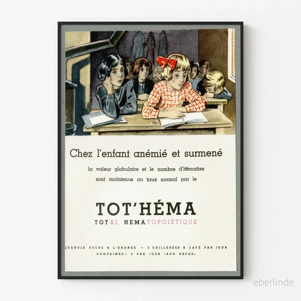 Vintageposter Tot'Héma för barn med anemi och överansträngning