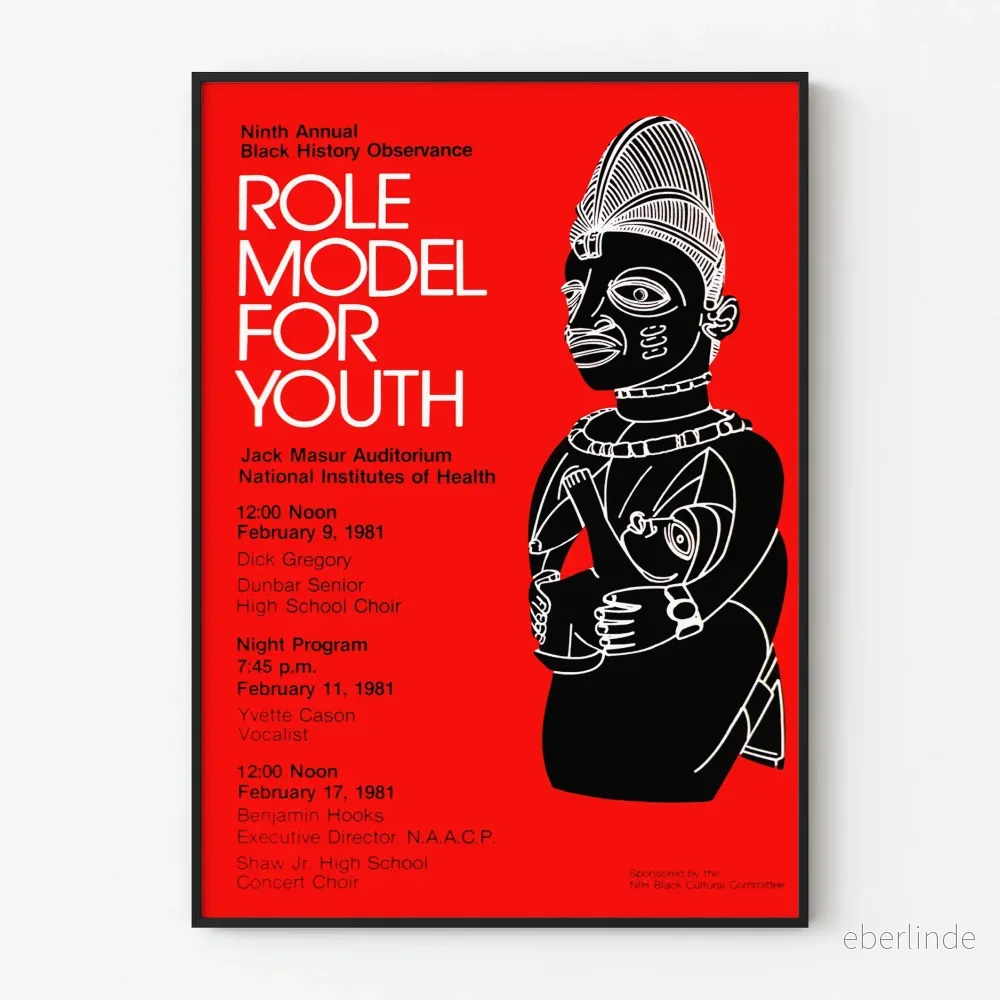 Vintageposter för väggdekoration 'Role Model for Youth' evenemang Black History