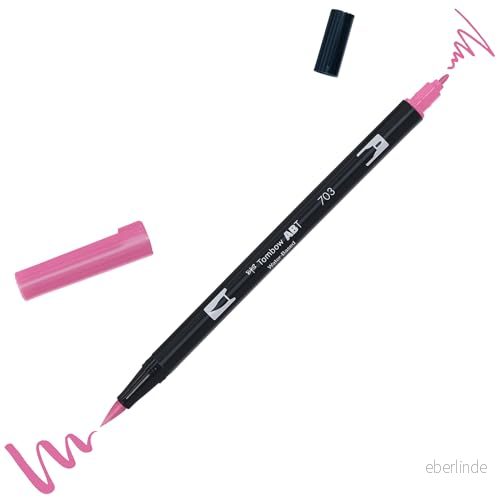 Tombow AB T703 fiberpenna ABT dubbel pensel penna med två spetsar, rosa 4901991901894