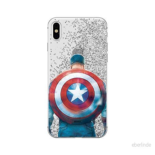 ERT GROUP mobiltelefonfodral för Apple Iphone XS Max originalt och officiellt licensierat Marvel mönster Captain America 003 Vit anpassad till formen på mobiltelefonen, med glitter overflow effekt 5903537370620