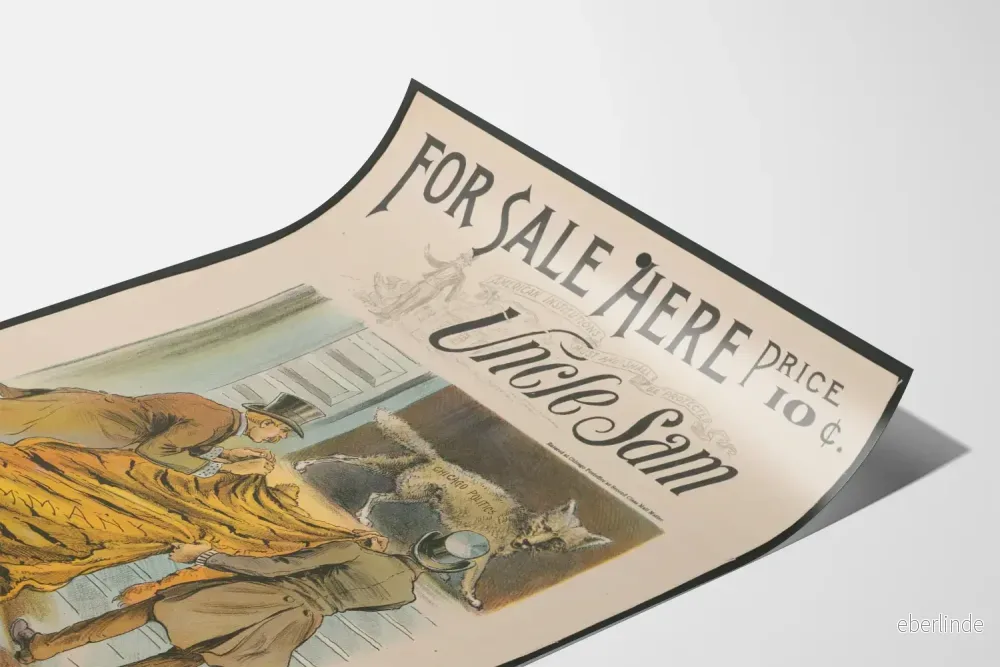 Vintageposter Uncle Sam - Satirisk illustration av amerikansk politik - Bild 3