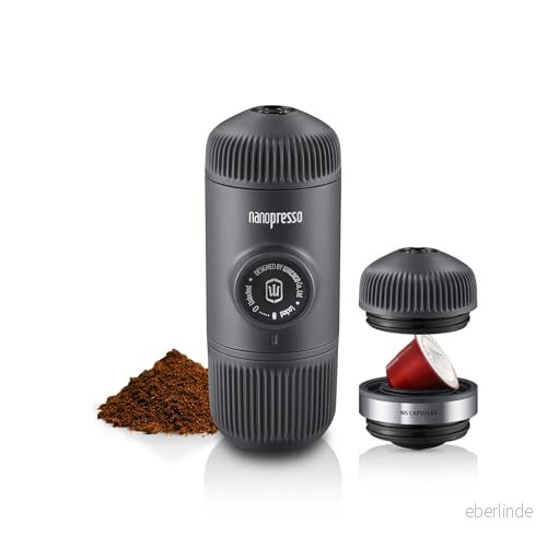 WACACO Nanopresso Bärbar Espressomaskin med NS adapter, Kompatibel kapslar och malet kaffe, Manuellt Travel Kaffemaskin Set, Perfekt för camping 4897066230108