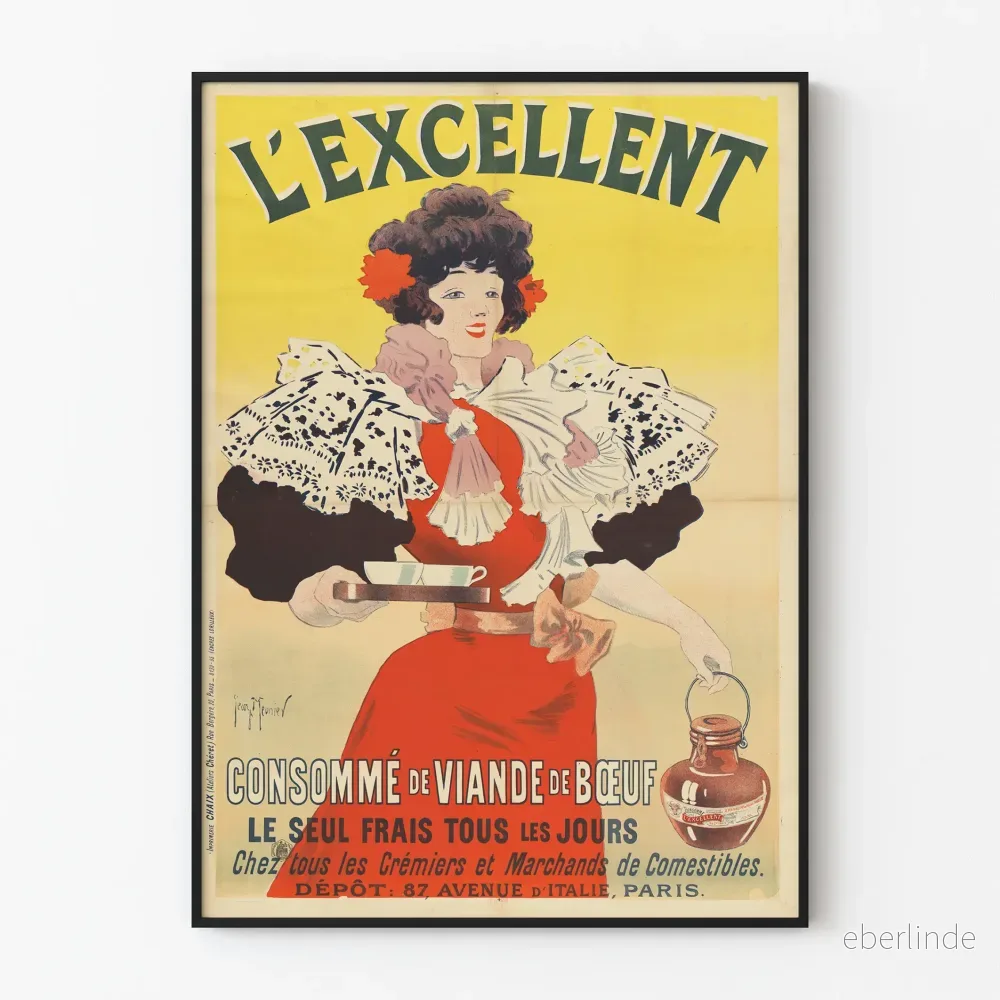 Vintageposter för L'Excellent Consommé de Viande de Bœuf – Retro väggdekoration