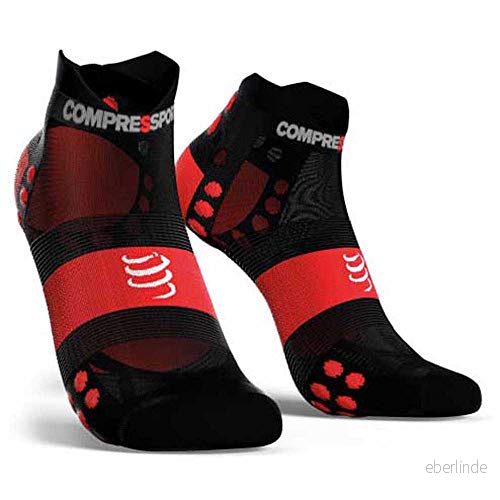 Compressport Pro Racing Socks V3.0 Ultralight Run Low Zwart Rood 7640314043404
