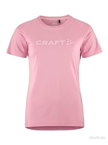 Craft CORE Essence Logo Tee Damsporttröja XS vit Activewear för kvinnor av återvunnen polyester böjda sidosömmar snabbtorkande t shirt damer funktionell skjorta 7318574064377