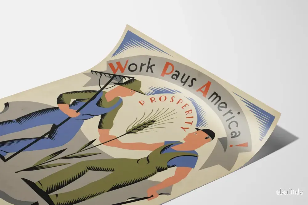 Retroaffisch Work Pays America - Vintage Jordbruks Väggdekoration - Bild 3