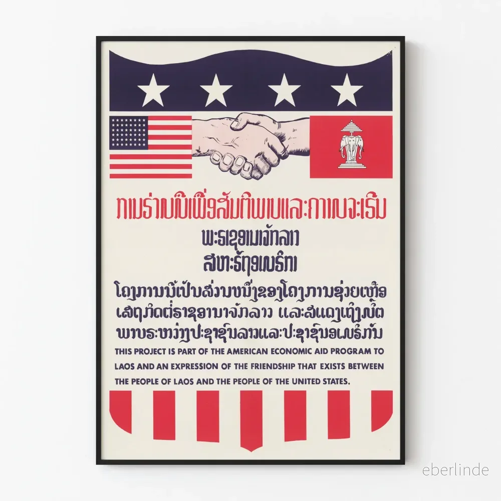 Amerikansk-laotisk vintageekonomistödaffisch Amerikansk-laotisk vintageekonomistödaffisch