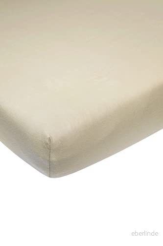 Meyco Baby Uni underlakan för spjälsäng (lakan med mjuk jerseykvalitet, tillverkat av 100% bomull, perfekt passform tack vare elastisk dragsko runt om, andas, mått: 70 x 140 cm), sand 4054703650068