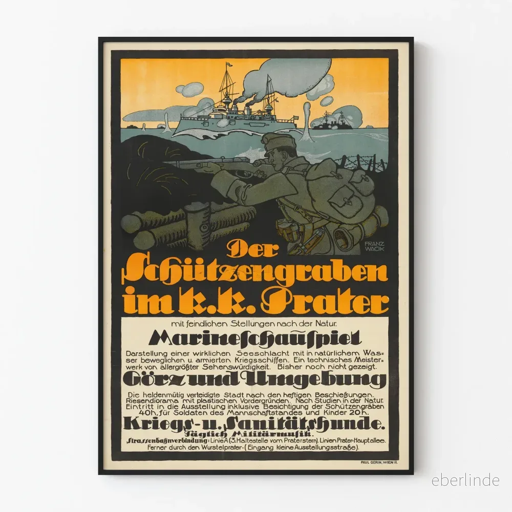 Vintage militärposter « Der Schutzengraben im k.k. Prater » av Franz Wacik