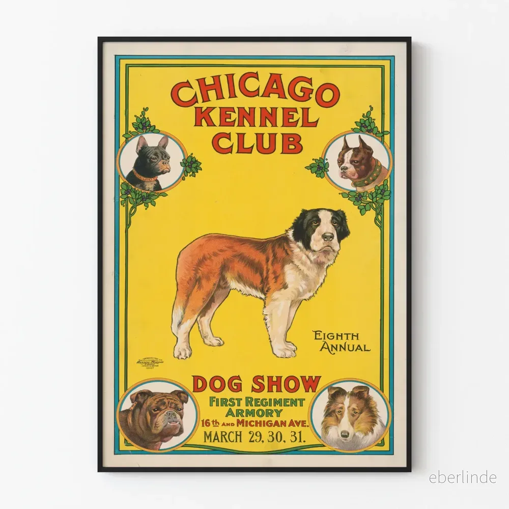 Vintageaffisch för Chicago Kennel Club Hundutställning