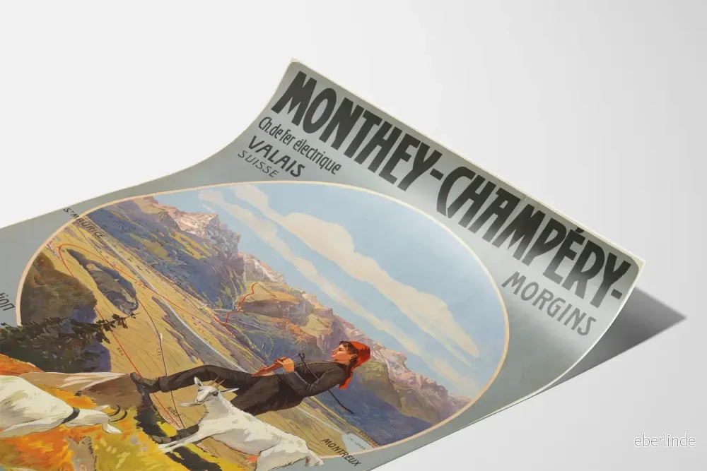 Vintageposter Monthey Champery Aigle Ollon Valais Schweiz - Bild 3