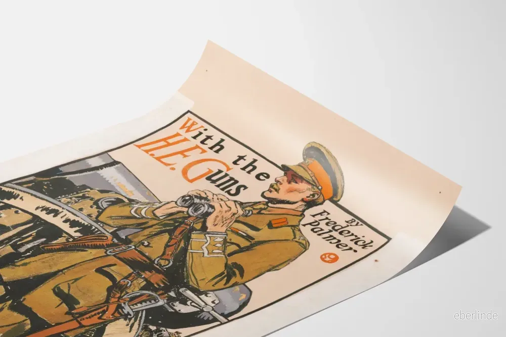 Vintage militärposter med officer och kanoner - Bild 3