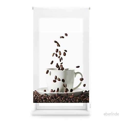 Blindecor Genomskinlig rullningsbar Estor med digitalt tryck Kök Kaffe, 90 x 180 cm (bredd höjd). Tygstorlek 87 175 8434363394797